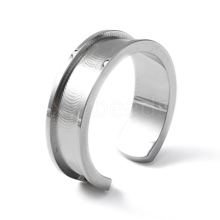 304 Stainless Steel Grooved Cuff Ring Settings RJEW-WH0009-01B-1