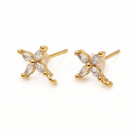 Brass Stud Earring Findings ZIRC-L096-14G-1