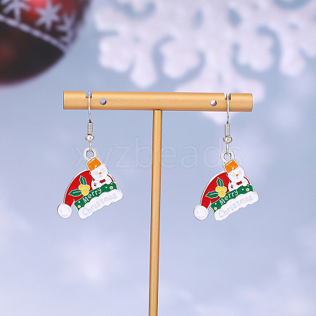 Christmas Theme Alloy Enamel Dangle Earrings FS-WGBB05F-19-1