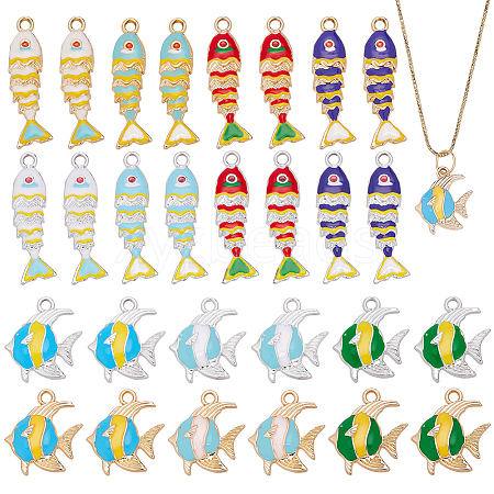 28Pcs 14 Styles Zinc Alloy Enamel Pendants ENAM-AR0001-96-1