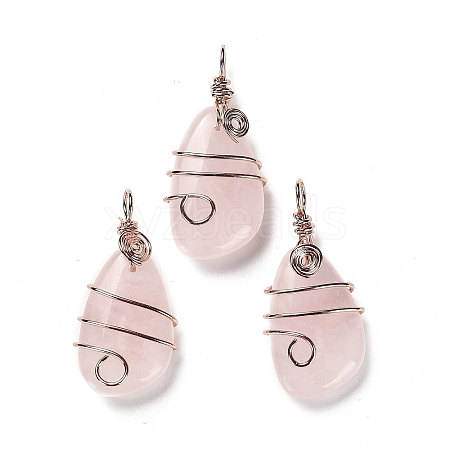 Natural Rose Quartz Pendants G-F763-03RG-05-1