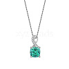 Square 925 Sterling Silver Pave Cubic Zirconia Pendant Box Chain Necklaces WG8F2D6-04-2