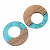 Transparent Resin & Walnut Wood Pendants RESI-S389-036A-B03-2