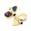 Ion Plating(IP) Natural Lapis Lazuli and Natural Amethyst Stud Earring Findings EJEW-U014-01A-2