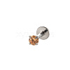 G23 Titanium Alloy Cubic Zirconia 17 Gauge Flat Round Threadless Labrets WG94BD7-15-1