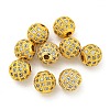 Round Brass Micro Pave Cubic Zirconia Beads ZIRC-N016-01G-6MM-1