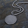 Tibetan Style Alloy Viking Yggdrasil Rune Flat Round Pendant Box Chain Necklaces PW-WG7F7E0-01-3