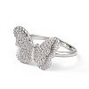 Clear Cubic Zirconia Butterfly Adjustable Ring RJEW-L100-013P-2