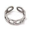 Non-Tarnish 304 Stainless Steel Oval Curb Chain Cuff Rings for Women RJEW-G322-04P-2