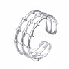 304 Stainless Steel Bamboo Shape Open Cuff Ring RJEW-T023-04P-3
