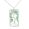 Platinum Tone Copper Wire Natural Green Aventurine Chips Pendant Necklaces PW-WG96088-04-1