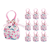 10Pcs Cloth Flower Print Drawstring Pouches ABAG-DC0001-09B-1