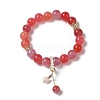 10.5mm Round Dyed Natural Gemstone & Natural Pearl Beaded Stretch Bracelets BJEW-C068-09G-2