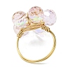 4Pcs 4 Colors Glass Flower Finger Rings RJEW-JR00825-02-5