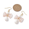 Bowknot Shell Pearl Dangle Earrings EJEW-TA00494-3