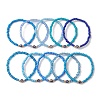 10Pcs 10 Styles Blue Color Palette Glass Seed Beaded Stretch Bracelets Sets BJEW-MZ00096-3