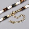 Column Natural Tiger Eyes & Kambaba Jasper & White Shell Beaded Necklaces for Women NJEW-T017-01G-4