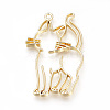Rack Plating Alloy Kitten Open Back Bezel Big Pendants X-PALLOY-R099-17G-FF-2