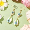 Cowrie Shell Flower Dangle Earrings EJEW-MZ00250-03-2