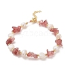 Natural Strawberry Quartz Chip Beaded Bracelets for Women BJEW-F478-02A-1