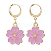 8 Pair 8 Color Alloy Enamel Flower Dangle Leverback Earrings for Women EJEW-JE05143-3