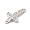 Rack Plating Brass Micro Pave Clear Cubic Zirconia Connector Charms KK-G458-06P-3