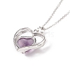 Heart Natural Mixed Stone Pendant Necklaces NJEW-JN03968-5