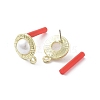 Rack Plating Golden Alloy with ABS Pearl Stud Earring Findings EJEW-B036-03G-05-2