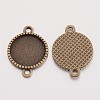 Tibetan Style Alloy Flat Round Cabochon Connector Settings X-TIBE-Q038-001C-AB-NR-2