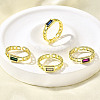 Rectangle Brass Micro Pave Cubic Zirconia Cuff Rings for Women RJEW-S399-09G-2