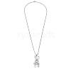 Zinc Alloy with Rhinestone Bear Pendant Necklaces NJEW-M211-13B-P-5