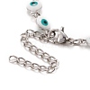 Enamel Oval with Evil Eye Link Chains Bracelet BJEW-P271-04P-02-3