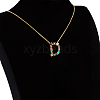 Golden Brass Micro Pave Cubic Zirconia Initial Pendants Necklaces NJEW-S069-JN002-D-2