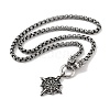 304 Stainless Steel Dragon Head King Box Chain Viking Compass Pendant Necklaces for Men NJEW-K278-09AS-2