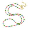 Brass Enamel Column Link Chain Necklaces NJEW-H039-10A-04G-2