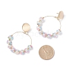 Handmade Seed Beaded Big Circle Drop Earrings EJEW-JE04688-01-3