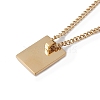 Titanium Steel Initial Letter Rectangle Pendant Necklace for Men Women NJEW-E090-01G-24-3