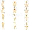 SUPERFINDINGS 12Pcs 6 Style Brass Pendants KK-FH0005-59-1