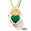 Fashionable Brass Cubic Zirconia Crown Heart-Shaped Pendant Dapped Chain Necklaces for Women SM2288-4-1