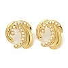 Ion Plating(IP) 304 Stainless Steel & ABS Plastic Pearl Stud Earrings EJEW-G400-19G-2