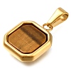 Ion Plating(IP) 304 Stainless Steel Pave Natural Tiger Eye Pendants STAS-Z113-01G-02-2