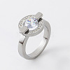 303 Stainless Steel Micro Pave Cubic Zirconia Finger Rings for Women UQ1288-7-1
