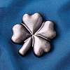 Natural Silver Obsidian Carved Clover Figurines Statues for Home Office Tabletop Feng Shui Ornament DJEW-G044-01D-1