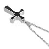 Stainless Steel Black Enamel Cross Pendant Urn Ashes Necklaces PW-WGDC362-01-4