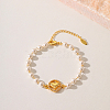 Fashionable Heart Brass Crystal Rhinestone & Imitaiton Pearl Braided Bead Bracelets for Women DV0214-4-1