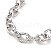 Non-Tarnish 304 Stainless Steel Textured Cable Chain Bracelet for Men Women BJEW-E031-11P-02-2