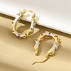 Brass Two Tone Oval Hoop Earrings EJEW-B117-04-2