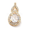 Rack Plating Brass Micro Pave Clear Cubic Zirconia Pendants ZIRC-F128-02G-2