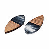 Transparent Resin & Walnut Wood Pendants RESI-N025-031-C01-3