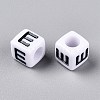 Large Hole Acrylic Letter European Beads SACR-Q103-6mm-01E-2